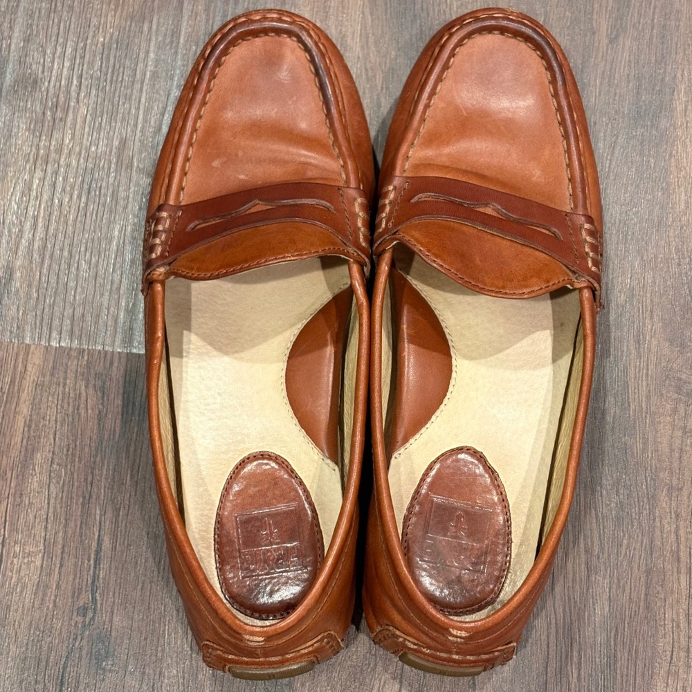 Frye Cognac Leather Reagan Campus Penny Loafer Driving Moccasin Classic Prep 8M